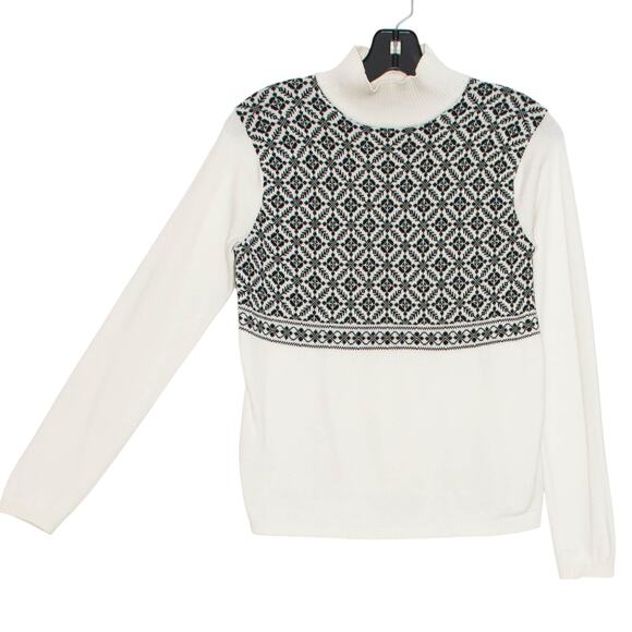 Vintage Talbots Sweater Fair Isle Nordic Cottage Preppy Cozy Ivory Black Small - Picture 6 of 6
